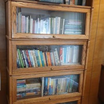 Barrister law cabinet with 5 lift-up glass doors. In good condition. 73.5"h x 36"w x 13"d. Asking $150.
