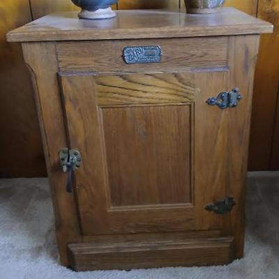 Barn Furniture storage end tables. Solid built. In fair shape. Each is 26"h x 22"w x 15.25"h. Asking $20 each.