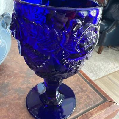 Blue glass goblet