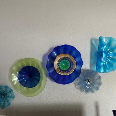 Hand blown glass flowers decor 