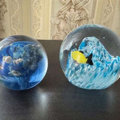 Two Glass Paperweights Incl. One Signed 