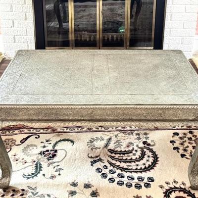 Vintage Mid Century Anglo-indian Silver Wrapped Clad Coffee Table