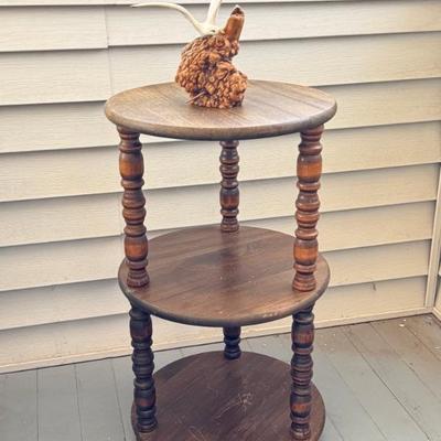 Vintage Wooden Three Tiered Side Table