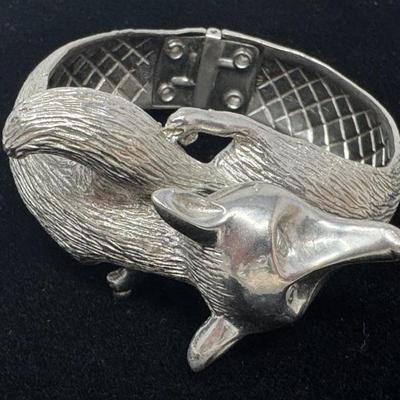 Hinged Fox Cuff Bangle Bracelet. ~f~