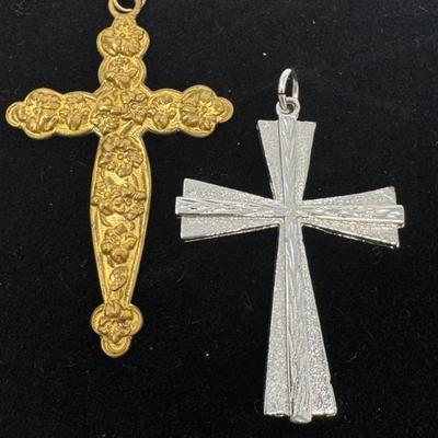 Pair Of Vintage Cross Pendants Including Signed Hob.  ~q~
