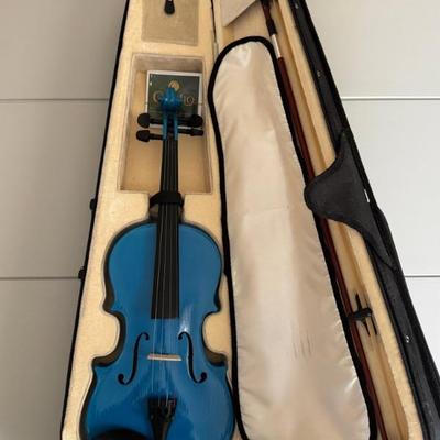 Mendini By Cecilio G-String Blue Violin With Bow & Case