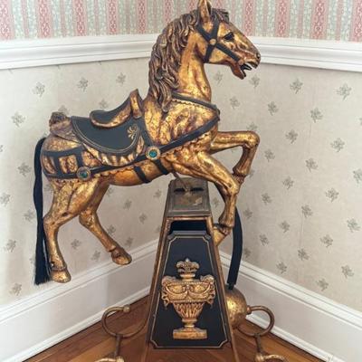 Decorative Gilt Carousel Type Rocking Horse On Stand