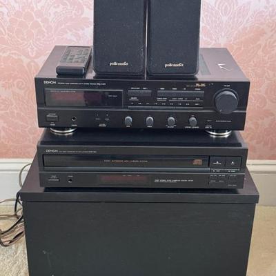 Audio Equipment Lot Including Polk Audio Speakers & Subwoofer With Denon Receiver And CD Player 