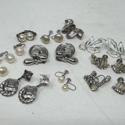 Collection Of Clip On & Screwback Earrings Incl. Signed Crown Trifari, Coro, Dueane & More.  ~p~