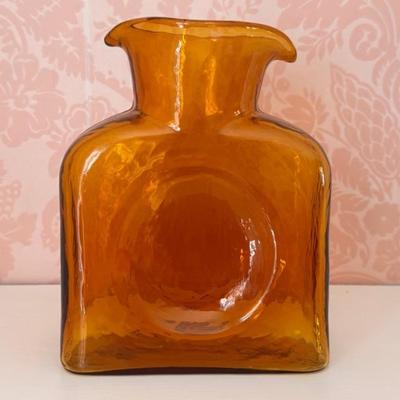 Blenko Amber Double Spout Water Pitcher