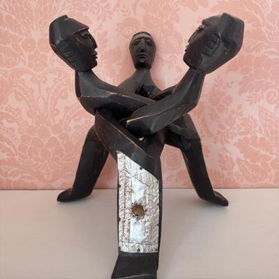 Wooden Interlocking Unity Carved Statue
