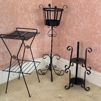 Group Of Vintage Iron Plant Stands 