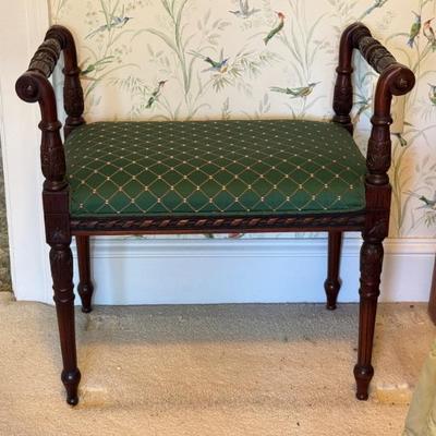 Sheraton Style Window Bench With Carved Frame 