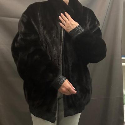 Vintage Reversible Leather & Mink Fur Bomber Jacket