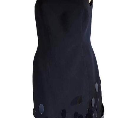 Thierry Mugler Black One Shoulder Dress with Disc Trim | Size 38 | Made in France