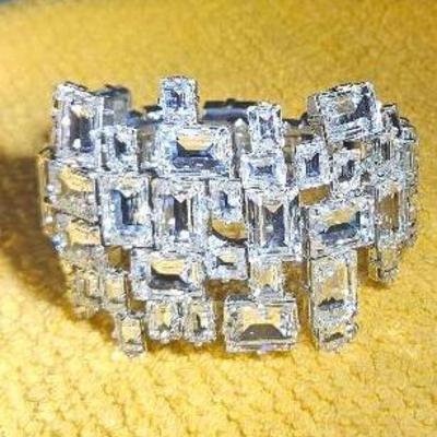 Rodrigo Otazu Silver Statement Bracelet – Geometric Crystal Cuff