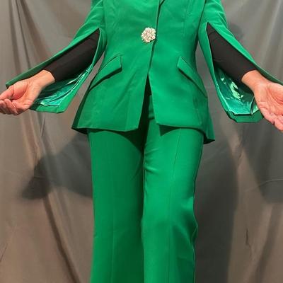 Elegant Green Jovani Pantsuit – Size 6