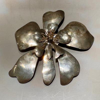 Sterling Silver Flower Brooch