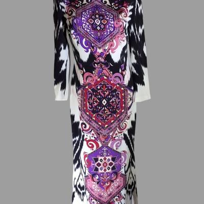 Emilio Pucci Long Sleeve Print Dress with Open Back - Made in Italy