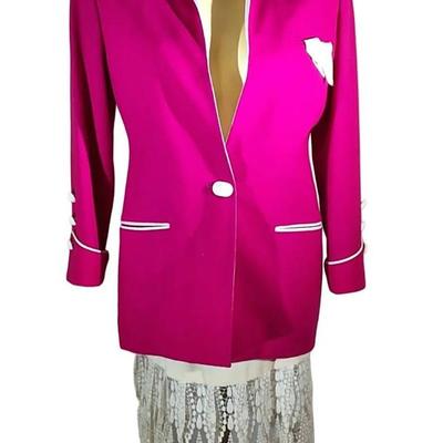 Susanna Beverly Hills Magenta Blazer and Skirt Set – Size 8
