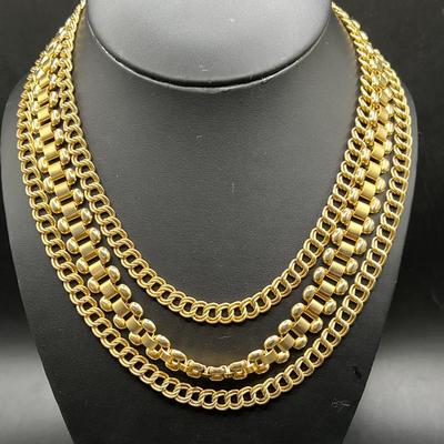 18” Coro Multi-Strand Gold Tone Choker Necklace