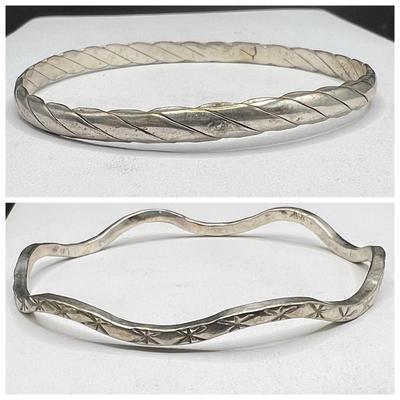 (2) Sterling Silver Bangle Bracelets