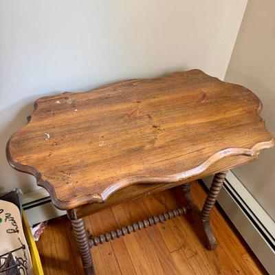 Wooden Side Table with Barley Twist Legs