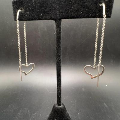 14K White Gold Heart Earrings