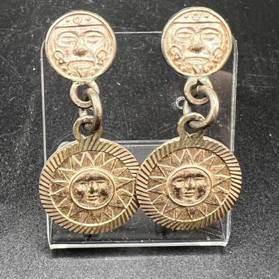 Mexican Sun Sterling Silver Earrings