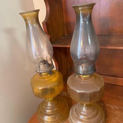 (2) Amber Hurricane Lamps