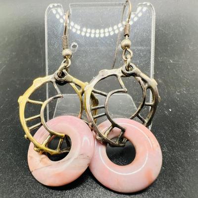 Pink Stone Sterling Silver Earrings