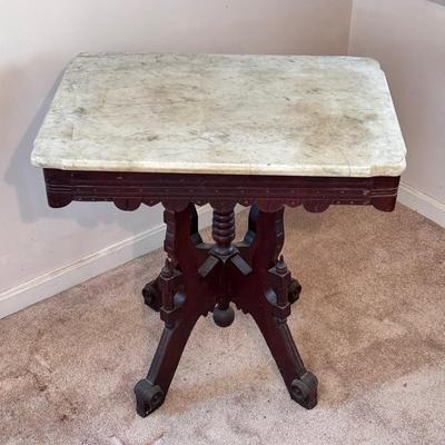 Marble Top Decorative Wood Side Table 