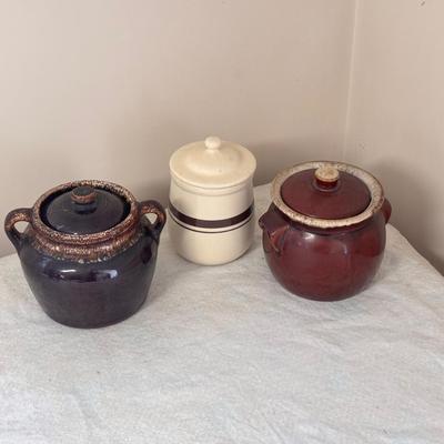 (3) Crock Style Small Pots 