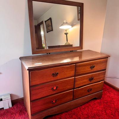 Six Drawer Dresser With Tilting Mirror 