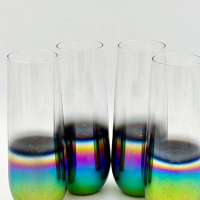 (4) Circleware Rainbow Ombre Stemless Flute Glasses
