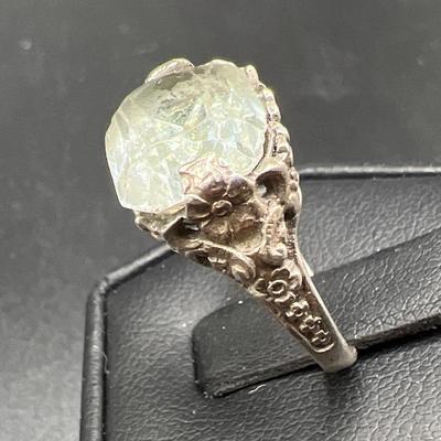 Large Solitaire Sterling Silver Ring 