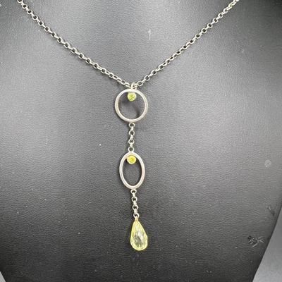 Sterling Silver Necklace with Drop Pendant