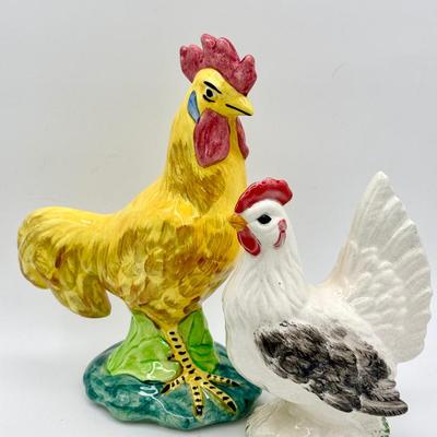 (2) Rooster Figurines-Stangl Pottery Rooster & Signed