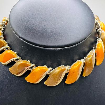 Vintage Amber Color Lucite Choker Necklace — 1950s