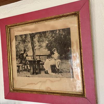 RARE Antique Print 19th C Marcus Stone Lithograph,”In Love”
