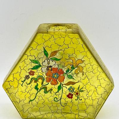 Dutch Yellow Glass Hexagonal Vase