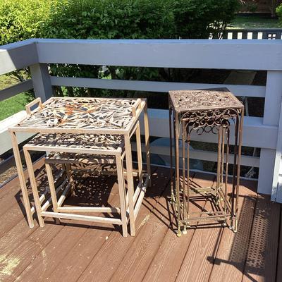 Two Sets Of Outdoor Nesting Tables