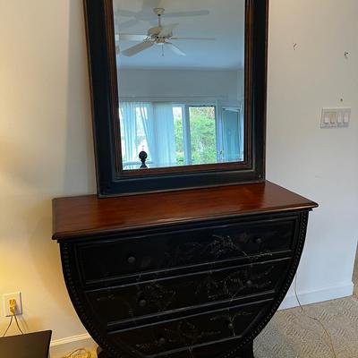 Unique Solid Wood Black Dresser & Mirror