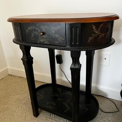 Black & Brown Wood Floral Painted Night Stands W/drawer