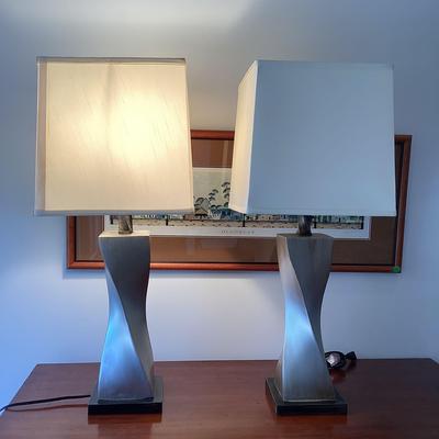 3 Pair Of Silver Tone Lamps