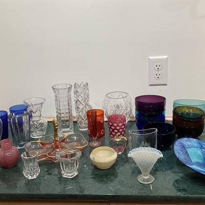 Decorative Glass, Vases, Colored, Signed