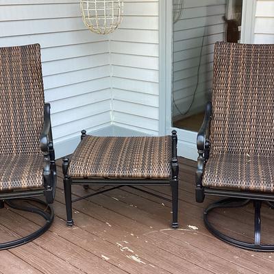 FrontGate Outdoor Swivel Chairs (2) And Table Set