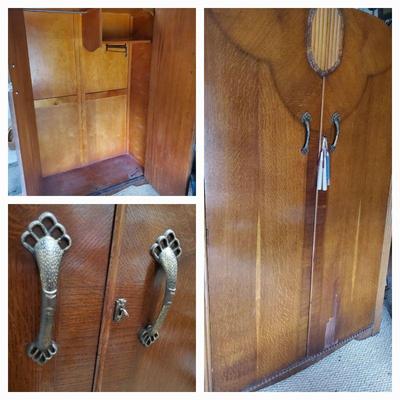 Beautiful armoire $150 has interior hanging rod  that pulls out. 