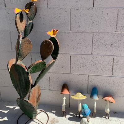 Patio Mushroom And Cactus Decor 