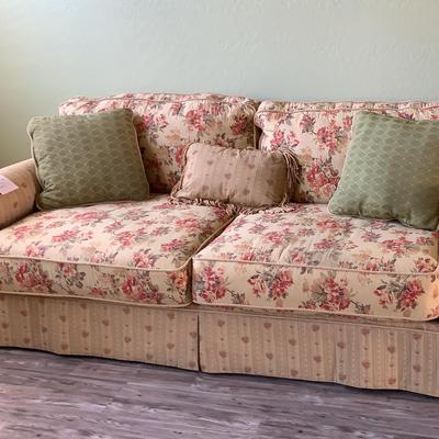 Cream And Coral Rose Sofa from Ashley Furniture